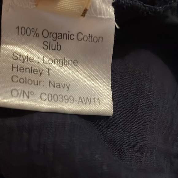 Celtic & Co Organic Cotton Henley. Navy Blue. - Picture 6 of 7
